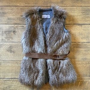 Designer Emranno  Scervino 10 years faux fur vest wool and suede belt